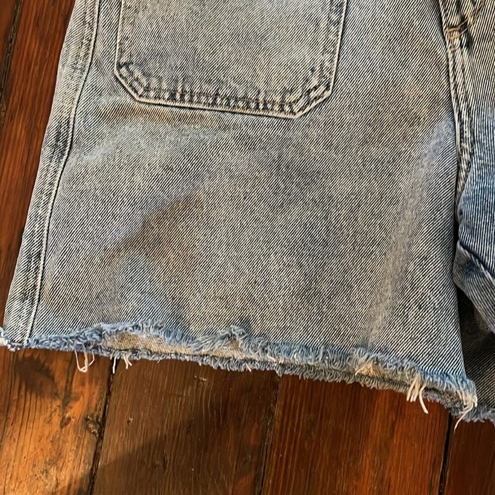 Zara hi rise paperbag waist cutoff denim jean shorts sz 6 - Picture 4 of 6
